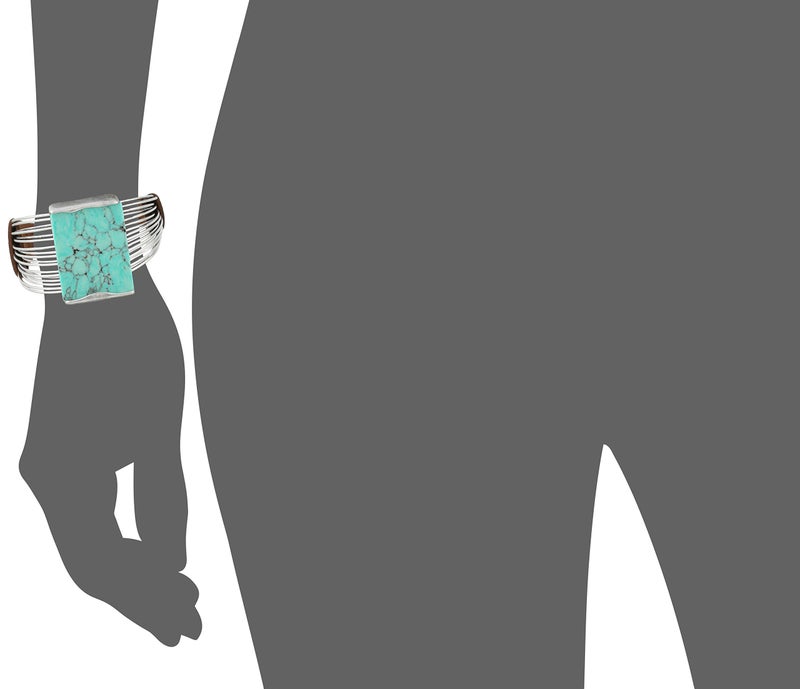 Robert Lee Morris Soho Womens Turquoise Stone Cuff Bracelet, Turquoise/Silver - Image 2